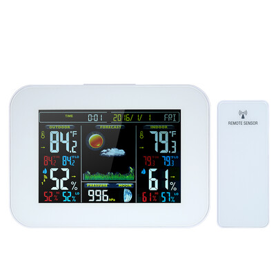 

47 3 inches Color LCD Screen Wireless Weather Station Alarm Clock Indoor & Outdoor Thermometer Hygrometer Barometer with USB Po