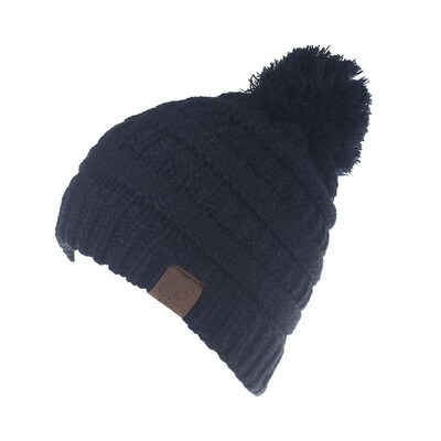 

Children Warm Winter Wool Knit Beanie Fur Pom Bobble Beret Hat Crochet Ski Cap