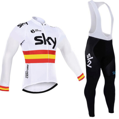 

2018 pro team Sky winter thermal fleece cycling jersey bicycle clothing set ropa ciclismo invierno MTB bike jersey bib pants kit