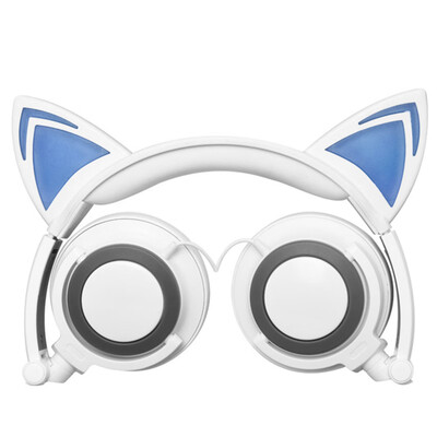 

Kids Girls Headphones Cat Ear LED Foldable Stereo Music Gaming Flashing Headsets