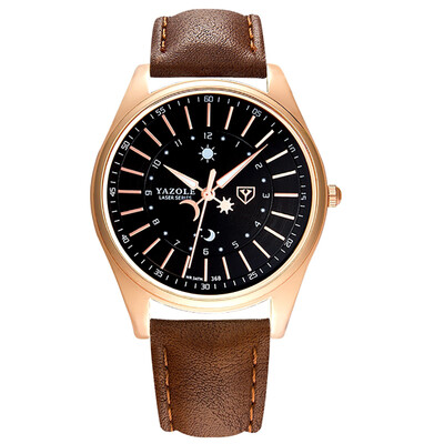 

YAZOLE 368 Leather Watch Men Top Brand Luxury Brand Wristwatch Male Clock Quartz Watch