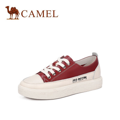 

Camel CAMEL ladies playful letters fashion stitching round head casual shoes A91515671 wine red 37