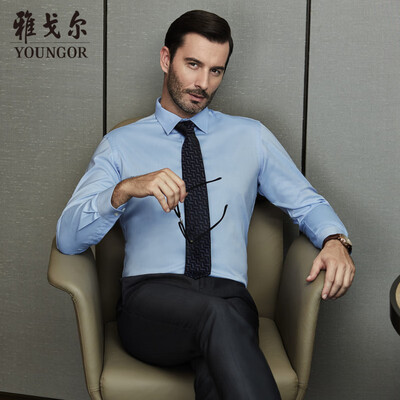 

Youngor shirt mens 2019 spring youth mens casual dress shirt YLDP16384IJA blue 40