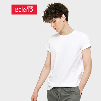 

Baleno T-shirt male 2019 spring&summer new trend solid color OE yarn round neck shirt male 88902214 01W L