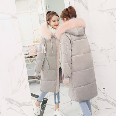 

The 2018 large size casual thickened cotton jacket winter coat fur collar down cotton womens golden velvet bread suit Korean