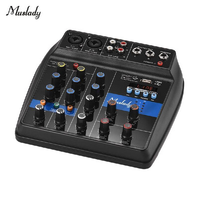 

Muslady S-1 Portable 4-Channel BT Mixing Console Digital Audio Mixer Built-in Reverb Effects 48V Phantom Power 2-band EQ DC 5-12V
