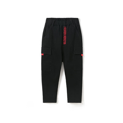 

Yibei Huangcheng boy trousers trend 2019 spring overalls loose casual pants cotton fashion sports wind 1119112056 black 160cm