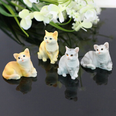 

4pcs Mini Cute Simulation Cats Decorations Decorative Ornament Background for Micro Landscape Potted Plant Shooting