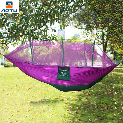 

Aotu 26 x 14M Camping Portable High Strength Parachute Fabric Hanging Bed Sleeping Hammock with Mosquito Net