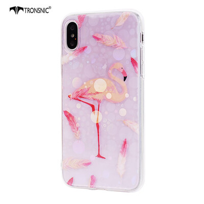 

Tronsnic Flamingo Flowers Phone Case for iPhone 7 8 plus Shiny Laser Soft Cases for Transparent Covers