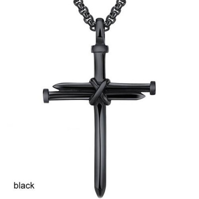 

Mens Jewelry Stainless Steel Nail&Rope Cross Pendant Necklace