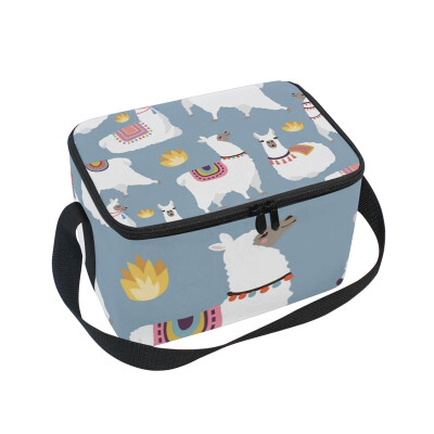 

ALAZA Lunch Box Happy Lamb Insulated Lunch Bag Large Cooler Tote Bagfor Men Women