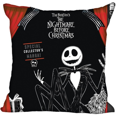 

Nightmare Before Christmas Pillow Cover Bedroom Home Office Decorative Pillowcase Square Zipper Pillow Cases Satin Fabric No Fade