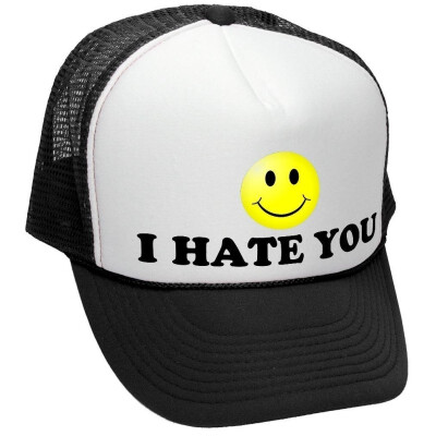 

The Goozler I HATE YOU - smile have emoji saying nice - Adult Trucker Cap Hat Black