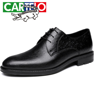 

CARTELO fashion trend mens toe layer leather shoes business gentleman casual shoes dress low cut lace leather shoes 8252 black 39