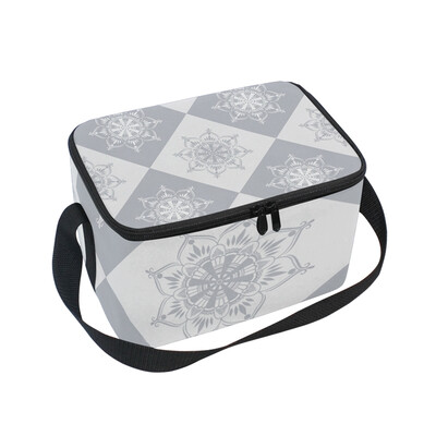 

ALAZA Lunch Box Insulated Retro Geometry Pattern Lunch Bag Large Cooler Tote Bag for Men Women