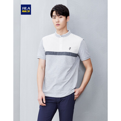 

HLA Haishu House Short Sleeve POLO Male 2019 Summer New Embroidery Model Small Stand Collar Pullover Pullover HNTPD2R024A Light Gray Inlay 24185100Y54