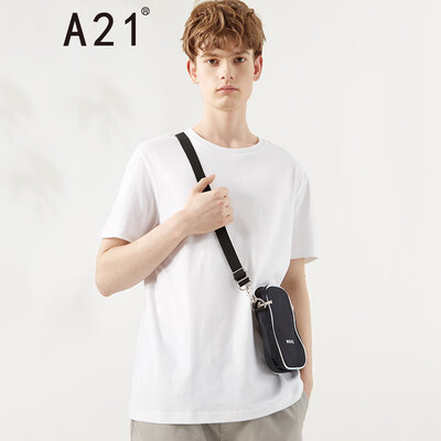 

Pure online brand A21 2019 spring new mens knitted body round neck short-sleeved T-shirt R492131092 special white 18092AXL