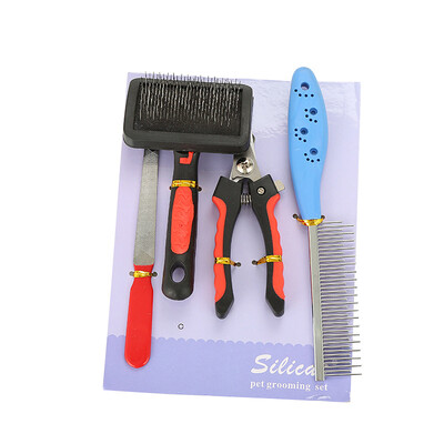 

HANHANLEYUAN pet dog hair removal comb open dog comb cleaning supplies cats&dogs general stainless steel hair removal comb beauty nail clippers file comb set