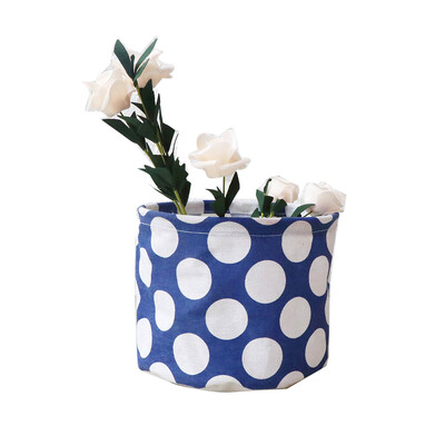 

Water-Resistant Lovely Cloth Art Storage Bucket Foldable Makeup Storage Basket Small Desktop Organizer