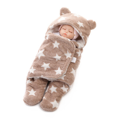

Baby Swaddle Wrap Soft Warm Coral Fleece Hooded Sleepsack Anti-kicking Sleeping Bag Stroller Blanket For 0-12 Months Baby Girl Boy