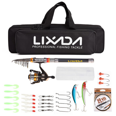 

Lixada Fishing Rod Reel Combo Telescopic Fishing Rod Spinning Reel Fishing Line Lures Hooks Swivels Saltwater Freshwater Travel Fi