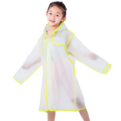 

Yuhang YUHANG boys&girls EVA raincoat translucent poncho non-disposable travel outdoor raincoat long hooded VA661 yellow edging M