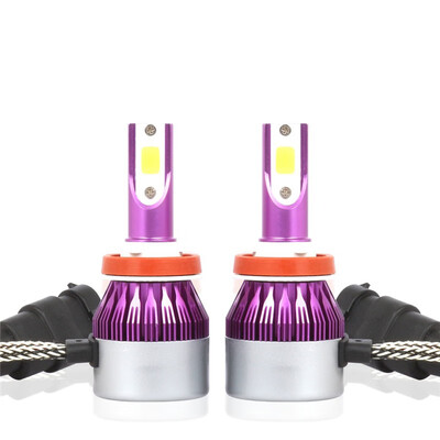 

H8 C6P 2PCS Led Cob LED Chip Car Headlamp 36W 6500k White Light 8000LM Car Bulb Fog Light Purple