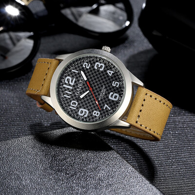 

GAIETY Men\s Arabic Numerals Round Case Leather Band Watch G001