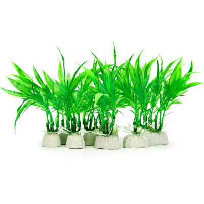 

UpperX 10 Pack Artificial Aquarium Plants 10cm Height Fish Tank Decorations Home Decor Plastic Green