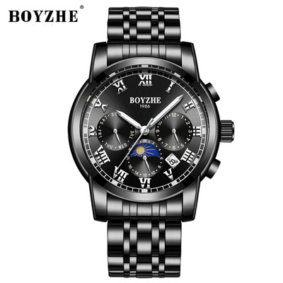 

BOYZHE WL001-G Watch Luminous Waterproof Business Sports Full-automatic Mechanical Men Stainless Steel Wrist Watch with Gift Box