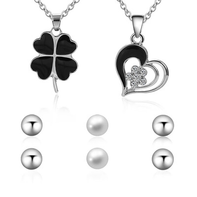 

Fashion Jewelry Set Pendant Necklace Simple Pearl Ear Studs for Women Jewelry Accessory