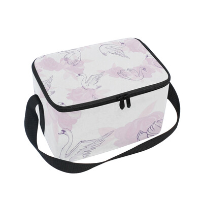 

ALAZA Lunch Box Insulated White Swans Lunch Bag Large Cooler Tote Bag for Men Women