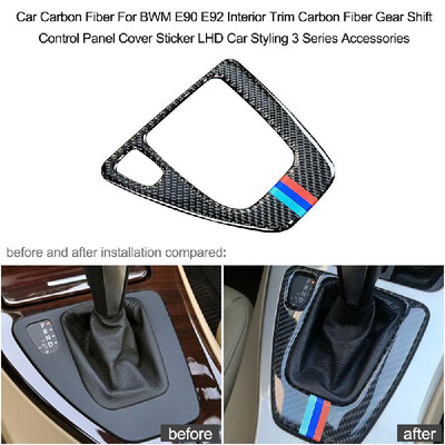 

Car Carbon Fiber For BWM E90 E92 Interior Trim Carbon Fiber Gear Shift Control Panel Cover Sticker LHD Car Styling 3 Series Access