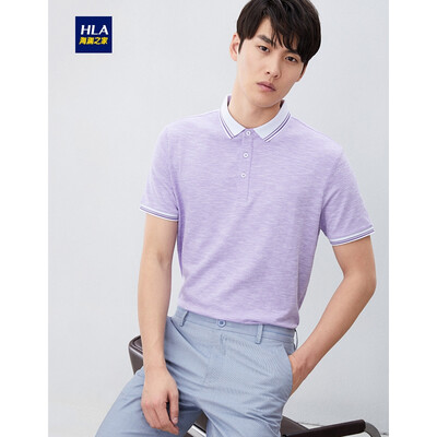 

HLA Haishu House Short-sleeved POLO Male 2019 Summer New Net Color Business Half-opening Pullover HNTPD2R053A Light Purple 53190104A56