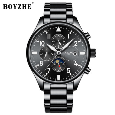 

BOYZHE WL002-G Watch Brand Luminous Waterproof Business Full-automatic Mechanical Men Stainless Steel Wrist Watch with Gift Box