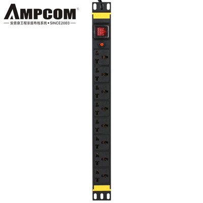 

AMPCOM PDU cabinet socket power socket socket 8 bit 10A with switch 3 m commercial socket wiring board tow board AMPDU810K
