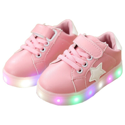 

Kids Shoes Boys&Girls Colorful Flashing LED Light up Shiny Shoes Children Antiskid Korean Style Trendy Sneakers