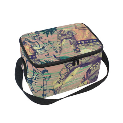 

Lunch Box Insulated Lunch Bag Large Cooler Indian Mandala Elements Tote Bagfor Kids Men Women