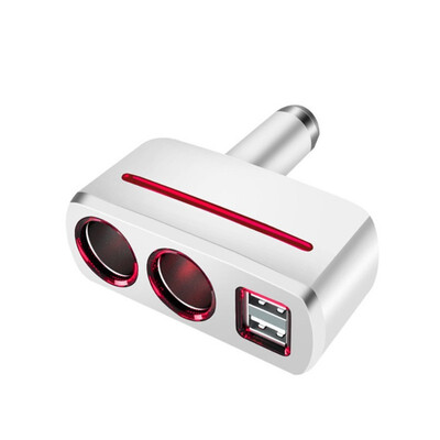 

31a dual USB cigarette lighter socket with two cigarette holes for car charger