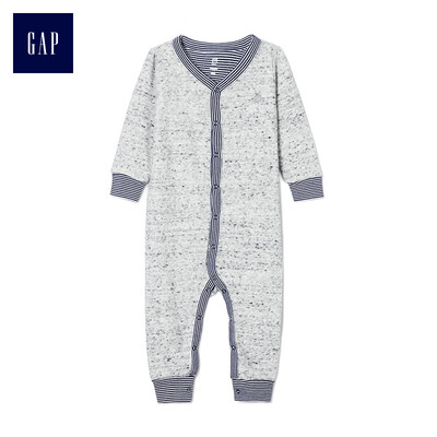 

GAP flagship store newborn fleece print trim one-piece jumpsuit 375360 gray 0-3M