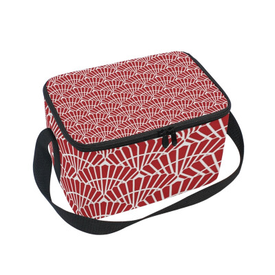 

ALAZA Lunch Box Insulated Japanese Red Seamless Pattern Lunch Bag Large Cooler Tote Bag for Men Women