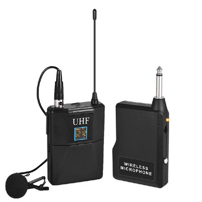 

Professional UHF Wireless Microphone System Transmitter Receiver Set with Unidirectional Lavalier Lapel Mic for Teaching Conferenc