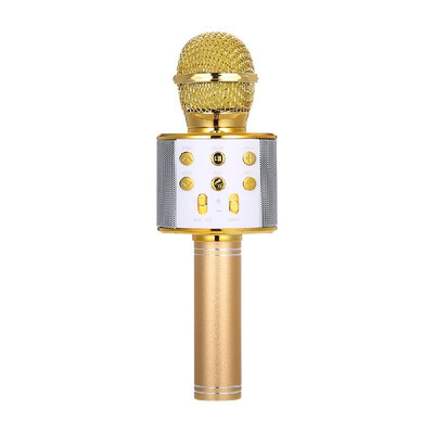 

BT Wireless Microphone Speaker Handheld Karaoke Mic Portable Music Player Singing Recorder KTV Microphones Silver