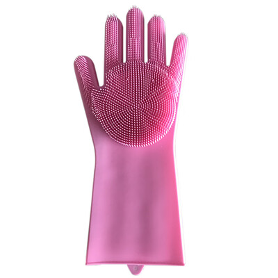 

1 Pair Magic Silicone Rubber Dishwashing Gloves Scrubber Cleaning for Multipurpose Kitchen Bed Bathroom Pet Hair Care