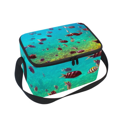 

ALAZA Lunch Box Ocean Fish Insulated Lunch Bag Large Cooler Tote Bagfor Men Women