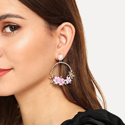

NeillieN earringsflower ear nailColoured resin with diamond earringsAlloy-inlaid pearl female EarringsFlower Earrings