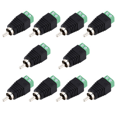 

Phono RCA Male Plug to AV Screw Terminal Block Connector 10pcs kit for CCTVDVRAV Devices
