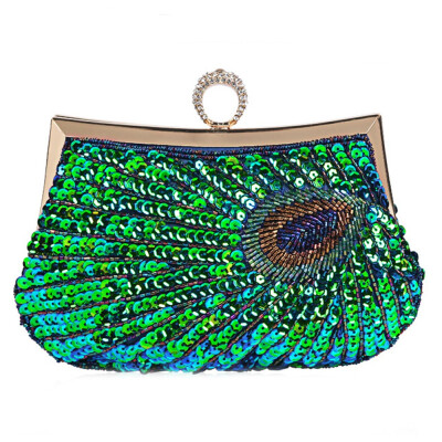 

Women Beaded Sequin Peacock Evening Bag for Party Elegant Ladies Handbags Small Corssbody Bag Purse Clutch Bag for Daily