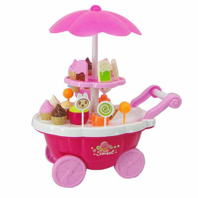 

Girl Candy Cart Ice Cream Shop Supermarket Trolley Kids Toys With Light Music